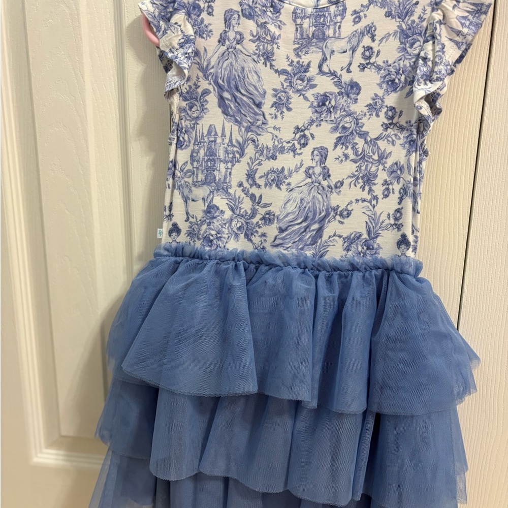 Posh Peanut Blue and Cream Floral Dress